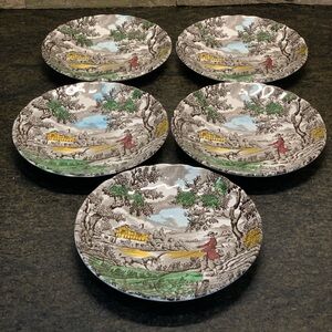 MYOTT | Set of 5 | “The Hunter” Made in Staffordshire | Saucers
